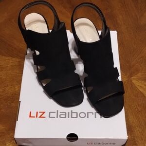 Liz Claiborne Women Black Suede Dress Shoes 8.5 Memory Foam LC GILLROY